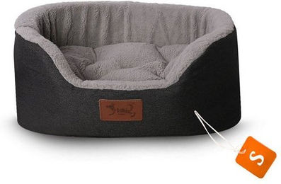 Produktbild von TopMeow Hundebett mit Rand aus Jutestoff in Dunkelgrau Größe S