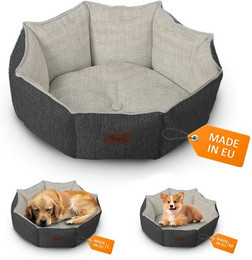 Produktbild von TopMeow Hundebett mit Rand aus Leinenstoff