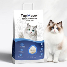 Produktbild von TopMeow Katzenstreu klumpend 18,4 kg, 100 % pflanzliche Tofu-Katzenstreu (1-tlg., 4,6 kg tofu katzenstreu), staubarm, starke Geruchsbindung, für Mehrkatzenhaushalte