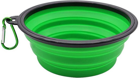 Produktbild von Tragbarer Haustiernapf Strapazierfähiger TPR-Napf Katzen- und Hundenahrung Haustier Silikon Faltbarer Napf Tragbar Reise Outdoor Wasser Futternapf 350 ml grün