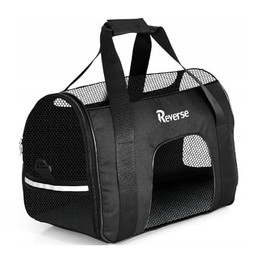 Produktbild von Tragetasche für Katzen und Hunde 52x25x34 cm bis 10 kg mit Meshfenster Schwarz - 10 kg