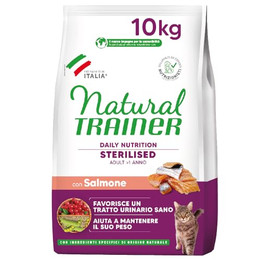Produktbild von Trainer Natural Sterilised Trockenfutter für ausgewachsene Katzen mit Lachs und Erbsenfaser - 10 kg