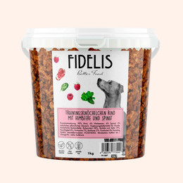 Produktbild von Trainingsknöchelchen Rind mit Himbeeeren und Spinat (1kg-Eimer)