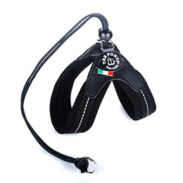 Produktbild von Tre Ponti TP120 Easy Fit Soft Mesh Geschirr mit Kordelzug und reflektierender Naht schwarz