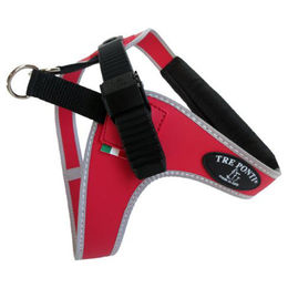 Produktbild von Tre Ponti TP500 Easy Fit Micro Trim Geschirr mit Ratsche-Verschluss und reflektierendem Rand rot