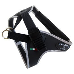 Produktbild von Tre Ponti TP500 Easy Fit Micro Trim Geschirr mit Ratsche-Verschluss und reflektierendem Rand schwarz