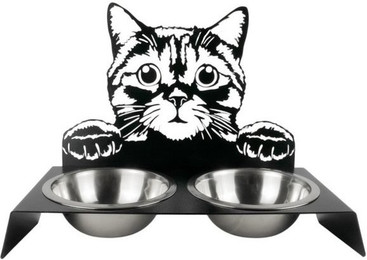 Produktbild von trendforge Futternapf Katzen 2er Set mit Katzenkopfdesign aus Edelstahl