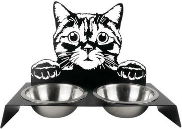 Produktbild von trendforge Futternapf Katzen Futterstation mit Edelstahl Näpfen