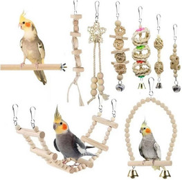 Produktbild von trends for living Vogelkäfig Kauspielzeug Papageien Vogelspielzeug Holzschaukel Leiter (9 stuck)