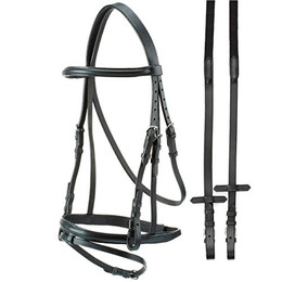 Produktbild von Trense Englisch Leder flach schwarz