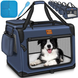 Produktbild von TRESKO Hunde-Transportbox faltbar mit Leckmatte und Spatel