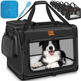 Produktbild von TRESKO Hunde-Transportbox faltbar mit Leckmatte und Spatel