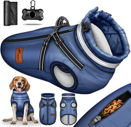 Produktbild von TRESKO Hundejacke Winter mit Reflektoren und Geschirr inkl. Kotbeutelspender