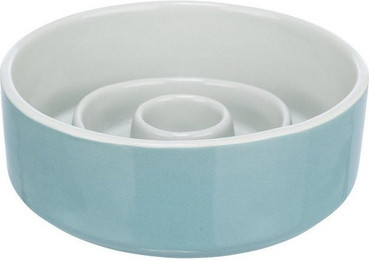 Produktbild von TRIXIE Antischlingnapf Slow Feeding Keramiknapf grau/blau - 0,9 l