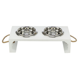 Produktbild von TRIXIE BE Nordic Hundenapf-Set erhöht MDF/Edelstahl weiß - 2 x 0,9 l