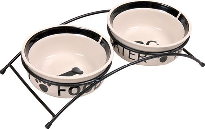 Produktbild von Trixie Eat on Feet Napf-Set Keramik mit Metallhalter - 2 x 0,6 l