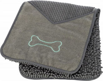 Produktbild von Trixie Hundebademantel Handtuch mit Handlaschen grau