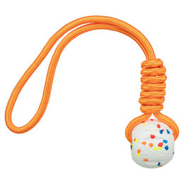 Produktbild von Trixie Hundespielzeug Light & Strong Ball am Tau weiß/bunt