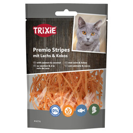 Produktbild von Trixie Katzensnack Premio Stripes mit Lachs & Kokos 50 g - 6 Stück / Sparpaket