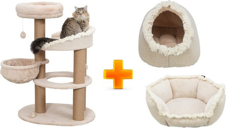 Produktbild von Trixie Kratzbaum Boho & Höhle Boho und Kuschelbettchen Boho  -  Vorteils-Paket