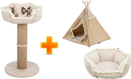 Produktbild von Trixie Kratzbaum Boho & Tipi Boho und Kuschelbettchen Boho  -  Vorteils-Paket