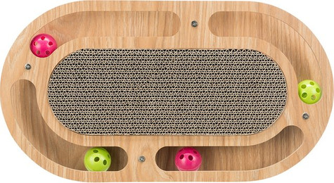 Produktbild von TRIXIE Kratzpappe mit Holzrahmen und Katzenminze-Spielzeug