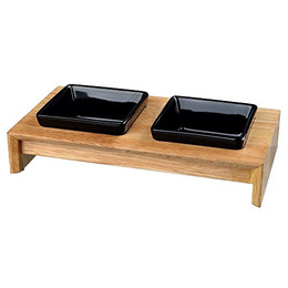 Produktbild von Trixie Napf-Set Keramik/Holz für Hunde 2x0,2 l - 2 x 0,2 l