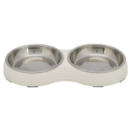 Produktbild von TRIXIE Napf-Set Melamin/Edelstahl weiß - 2 x 0,2 l