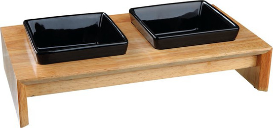 Produktbild von Trixie Napfset Keramik/Holz 2x400 ml - 2 x 0,4 l
