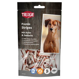 Produktbild von Trixie PREMIO Stripes mit Hühnchen und Seelachs - 75 g
