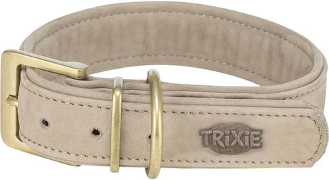 Produktbild von Trixie Pure Lederhalsband extra breit hellgrau Größe M-L