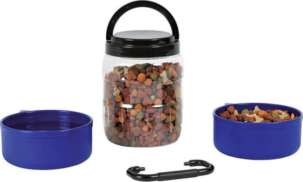 Produktbild von Trixie Reise-Set Futtertonne mit 2 Näpfen - 2 l
