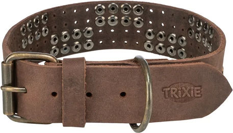 Produktbild von Trixie Rustic Fettleder-Halsband Nieten, extra breit dunkelbraun, Größe: S-M