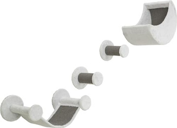Produktbild von TRIXIE Wandset für Katzen aus Plüsch, 4 Teile, weiß/grau