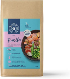 Produktbild von Trockenfutter Forelle & Lachs mit Süßkartoffel und Spargel Light für Hunde - 2 x 2 kg