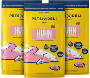 Produktbild von Trockenfutter Premium Basic Huhn mit Hirse, Spirulina und Ei für Hunde - Sparpaket 3x9kg