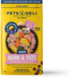 Produktbild von Trockenfutter Senior Huhn & Pute mit Süßkartoffel, Karotte und Apfel für Hunde - 2x6kg