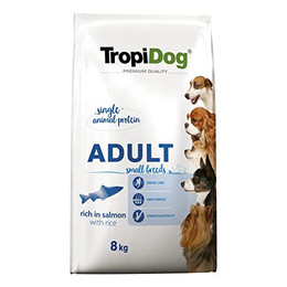 Produktbild von TropiDog Premium Adult Small Lachs mit Reis Trockenfutter für kleine Rassen - 2 x 8 kg
