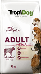 Produktbild von Tropidog Premium Adult Small Rind & Reis - 2 x 8 kg