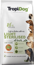 Produktbild von TropiDog Premium Light Huhn Trockenfutter für Hunde - 12 kg