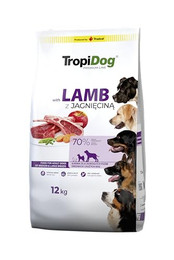 Produktbild von Tropidog Premium Trockenfutter Lamm & Reis für Erwachsene mittelgroßer und großer Hunde - 12 kg
