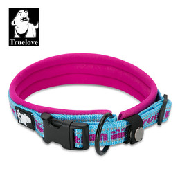 Produktbild von TrueLove Nylon Halsband mit Neopren unterlegt blau/pink