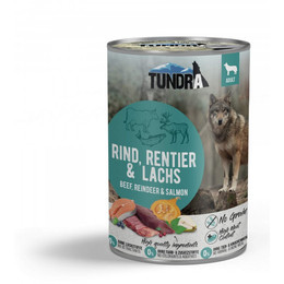Produktbild von Tundra Dog Rind, Rentier und Lachs Nassfutter - 6 x 400 g