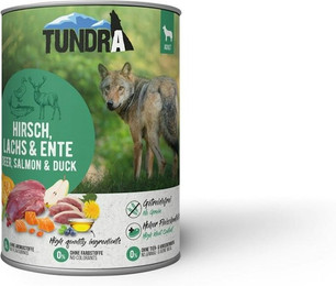 Produktbild von Tundra Hirsch, Lachs & Ente Hundenassfutter Hirsch, Lachs & Ente Hundenassfutter 12x 400 Gramm