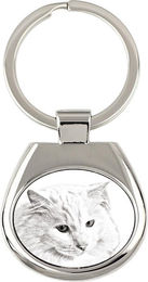 Produktbild von Turkish Angora Cat - keychain with a cat, keychain with a print, personalized pendant from the Art-Dog brand silber