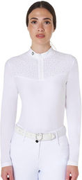Produktbild von Turnierpolo mit langen Ärmeln und Strass für Damen Equestro