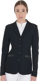 Produktbild von Turniersportjacke mit vier Knöpfen aus perforiertem Stoff für Damen Equestro