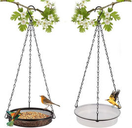 TUWENA Futterstation 2er Set Vogelfutterspender zum Aufhängen, Vogeltränke für Wildvögel, Vogelfütterer mit Eisenkette und Haken für Garten, Terrasse, Bauernhof – Bild 1 von 5