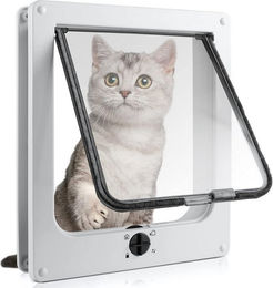 TUWENA Katzenklappe Katzenklappe 4 Wege Magnet-Verschluss,Wetterfest für Innen-/Außentüren, Silent manuelle Haustierklappe innentür in Wand/Holztür/Upvc – Bild 1 von 5