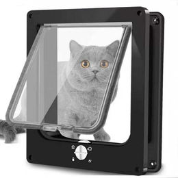 TUWENA Katzenklappe Katzenklappe 4 Wege Magnet-Verschluss,Wetterfest für Innen-/Außentüren, Silent manuelle Haustierklappe innentür in Wand/Holztür/Upvc – Bild 1 von 5